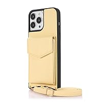 LOFIRY- Case for iPhone 14/14 Pro/14 Pro Max/14 Plus Anti-Fall Flip Case Credit Card Slot Crossbody Chain Purse Case Gold (Color : Gold, Size : 14 6.1