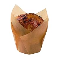 PacknWood 209CPST5M Brown tulip papers, Tulips Golden Brown Silicone Baking Cup,tulip cupcake liners for baking (4oz, 2.1