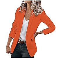 Women Blazer Solid Color Open Front Office Jackets Summer Fall Fashion Long Sleeve Work Office Blazers with Pockets