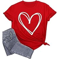 Valentine's Day Shirts for Women Love Heart Graphic Tee Cute Girlfriend Party Gift Tshirts Casual Top
