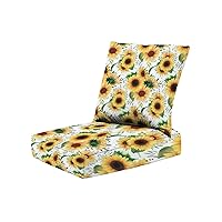 2-Piece Deep Seating Cushion Set Watercolor Flowers Sunflower Patterns Summer Sunflowers Paper Pack Dining Chair Bench Replacement Deep Seat Cushions for Indoor Outdoor Patio Furniture