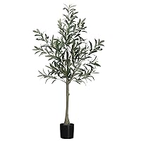 Artificial Olive Tree,4FT Tall Modern Large Fake Plant Decor,Faux Olive Tree with Natural Wood Trunk and Lifelike Fruits for Living Room,Entryway, Home Office Indoor Decor