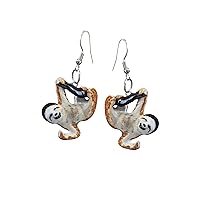 Sloth Porcelain Earrings Hand Painted Jewellery Lucky Spirit Animal, Surgical Steel Porcelain, Grey