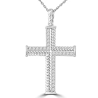 0.37 ct Ladies Round Cut Diamond Cross Pendant Necklace (G Color SI-1 Clarity) in 14 kt White Gold