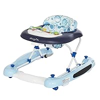 Go-Getter Baby Walker and Walk Behind Walker, Adjustable Seat Height, Comfortable Padded Seat, Easy to Fold, Pack and Store, Detachable Fun Tray, Blue