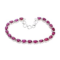 Gorgeous Red Ruby Gemstone 925 Solid Sterling Silver Bracelet Handmade Jewelry For Girls