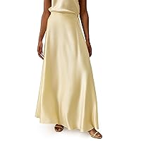 LilySilk 100% 22MM Mulberry Silk Charmeuse Skirt for Women Floor Length A Line Side Zipper Up Golden Maxi Ruffle Luxury Skirt
