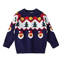 Boys and Grils Christmas Sweaters Printed Pullover Round Neck Thickened Top Holiday Party Novelty Outwear,A12