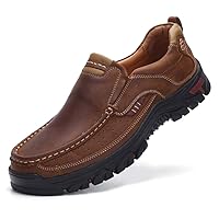 Mens Walking Shoes Leather Lightweight Breathable Casual Slip On Loafers
