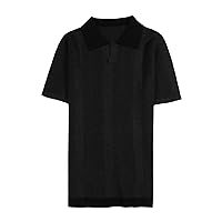 Mens Muscle V Neck Polo Shirts Slim Fit Shirt Short Sleeve Stretch Golf T-Shirt Casual Ribbed Knit Soft Casual Tee Shirt