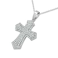 1.50 CT Round Cut Moissanite Cross Wedding Pendant For Women Solid 14K White Gold/925 Sterling Silver - Beautiful Jewelry for Women