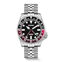 BODERRY Men's Watch Titanium Automatic 200M Waterproof Diver Watch with GMT Automatic Movement and Titanium Bracelet—Admiral