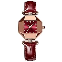 Watches for Women with Elegant Leather Strap Fashion Analog Creative Dial Wrist Watch