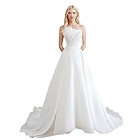 Romantic A-line Organza Wedding Dress, Strapless Temperament, Backless lace up Wedding Dress