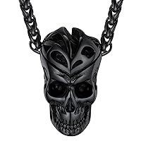 ChainsHouse Skull Necklace for Men Women Stainless Steel Gothic Punk Pirate Jewellery Skeleton Chain