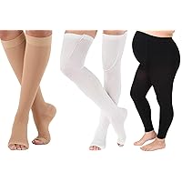 (9 Pairs) Compression Socks Women & Men 30-40mmHg Open Toe - Unisex Compression Support Stockings for Nurses Pregnant Diabetic Circulation Varicose Veins - Beige & White & Black