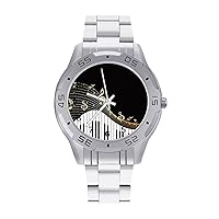 Musical Instrument and Notes Stainless Steel Band Business Watch Dress Wrist Unique Luxury Work Casual Waterproof Watches
