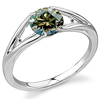 2.04 ct Vs1 Round White Real Moissanite Solitaire Engagement & Wedding Ring gray Brown Size 8