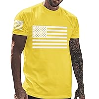 Men's Patriotic American Flag Print Shirt Casual Comfortable Rund Neck Short Sleeve T Shirt Breathable Elastic Shirt (,)