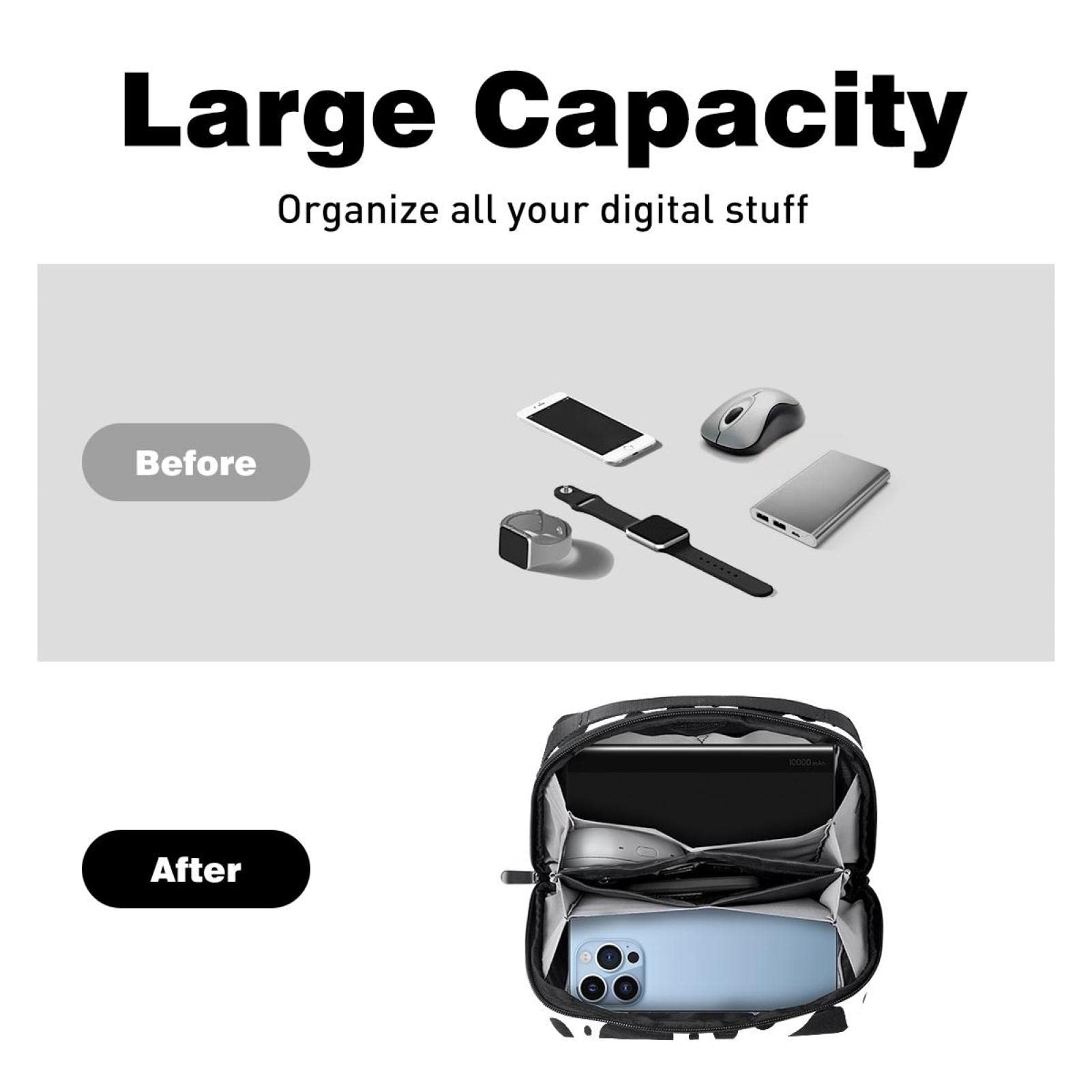 Electronics Organizer, Cow Skin Animal Small Travel Cable Organizer Carrying Bag, Compact Tech Case Bag for Electronic Accessories, Cords, Charger, USB, Hard Drives