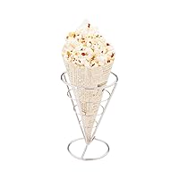Restaurantware Conetek 10-Inch Eco-Friendly Finger Food Cones: Perfect for Appetizers - Food-Safe Paper Cone with Newsprint Styling - Disposable and Recyclable - 100-CT