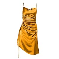 Women Fashion Sexy Dress for Party V-Neck Sleeveless Pure Color Party Backless Dress Sling Dress