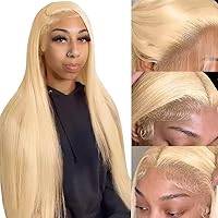 Azkiu 613 Lace Frontal Wig Human Hair 13x4 Hd Lace Blonde Straight Wigs Human Hair Pre Plucked With Baby Hair Bleached Knot Blonde wig Human Hair 150 Density 22 inch