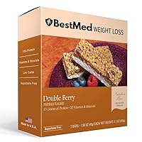 BestMed - High Protein Nutrition Bar - Low-Carb, 15g Protein, Low Sugar, High Fiber, Low Calorie, Meal Replacement Bar (Double Berry, 1 Box - 7 Count)