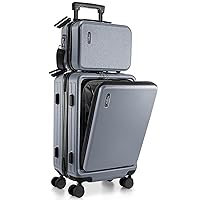 22 Inch Carry On Luggage 22x14x9 Airline Approved, Carry On Suitcase with Wheels, Hard-shell Carry-on Luggage, Grey Small Suitcase, Hardside Luggage Carry On with Cosmetic Carry On Bag