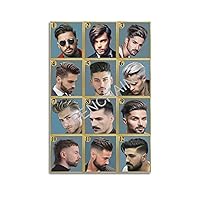Barber Haircut Posters for Men,barber Hairstyle Guide Poster2 Poster for Room Aesthetic Posters & Prints on Canvas Wall Art Poster for Room 12x18inch(30x45cm)