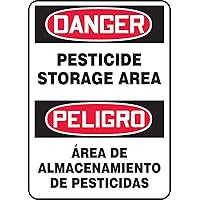 SBMCAW109VP Plastic Spanish Bilingual Sign, Danger Pesticide Storage Area/PELIGRO Area DE ALMACENAMIENTO DE PESTICIDAS