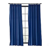 ChadMade Fire Resistant Flame Retardant Thermal Insulated Curtain Drapery Panel Pinch Pleat, Blue 72