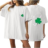Womens St Patrick's Day Oversized Tshirt Fashion Lucky Clover Graphic Tees Short Sleeve Casual Loose Irish Tee Tops