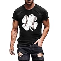 Men's Clover Print T-Shirts St Patricks Day Costume Irish Green Day Tee Tops Stylish Muscle Fit Short Sleeve Shirt