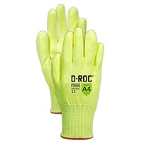 MAGID GPD545HV11 D-ROC HPPE Blend PU Palm Coated Gloves, Size, Hi-Viz Yellow (12 Pairs)