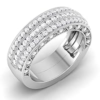 Jewels 14K White Gold 0.95 Carat (H-I Color, SI2-I1 Clarity) Natural Diamond Band Ring