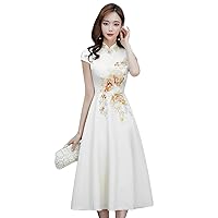Women/Girls Champagne Party Dress, A-Line Evening Dress,Chinese Ao Dai Xiuhe Qipao