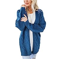 Andongnywell Womens Open Front Loose Down Knit Sweater Chunky Cardigan Cable Knitted Sweaters Coat