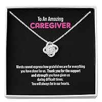 Gift For Caregiver, We Are So Grateful Message Card Love Knot Necklace, Caregiver Appreciation Gift For Her