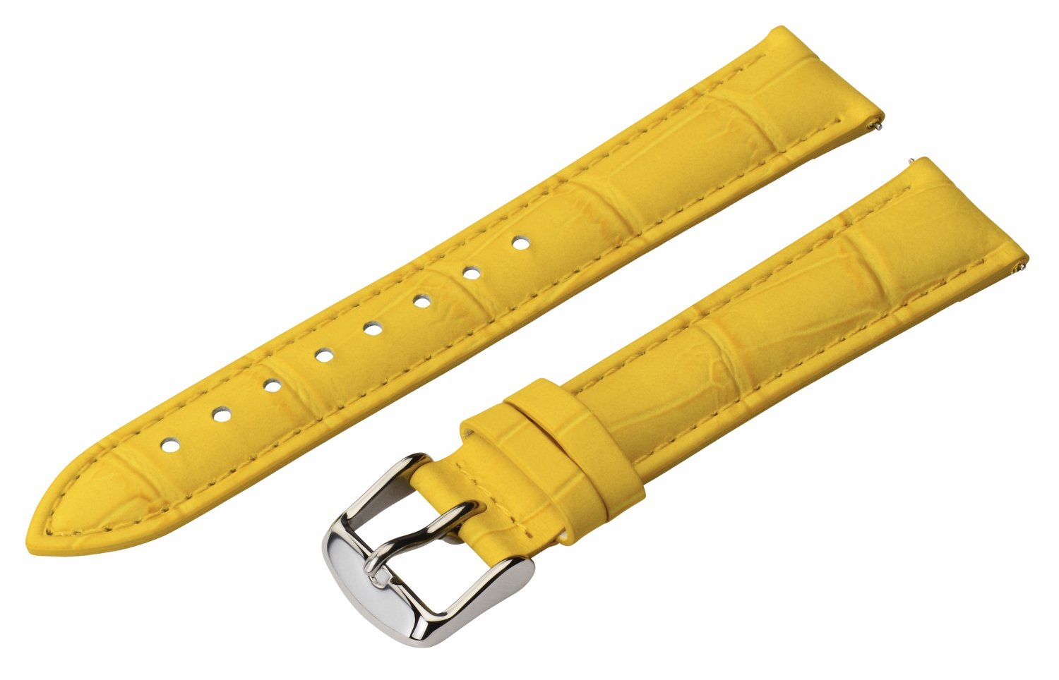 Clockwork Synergy - 2 Piece Ss Leather Classic Croco Grain Interchangeable Replacement Watch Band Strap 21mm - Solid Yellow - Men Women