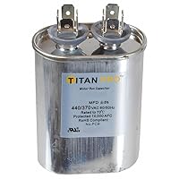 Titan Pro Oval Motor Run Capacitor, 15 Microfarad Rating, 370-440VAC Voltage - TOCF15F
