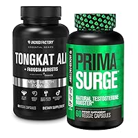 Jacked Factory PRIMASURGE Testosterone Booster for Men (60 Capsules) & Indonesian Tongkat Ali + Fadogia Agrestis - 200:1 Extract (60 Capsules) to Support Energy, Vitality & Strength