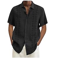 Men's Casual Button-Down Shirts Short Sleeve Floral Hawaiian Shirt for Men Summer Beach Shirts Loose Fit M-4XL