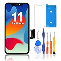 for iPhone 11 Screen Replacement Black, 3D Touch Digitizer Full HD LCD Display Replacement Retina Assembly with Repair Tools for A2111, A2223, A2221(6.1 Inch) True Tone Programmable