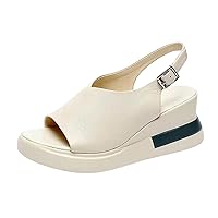 Bear Sandals for Women Women’s Summer Platform Wedge Heel Sandals Comfortable Leather Strap Sandals for Women Heel