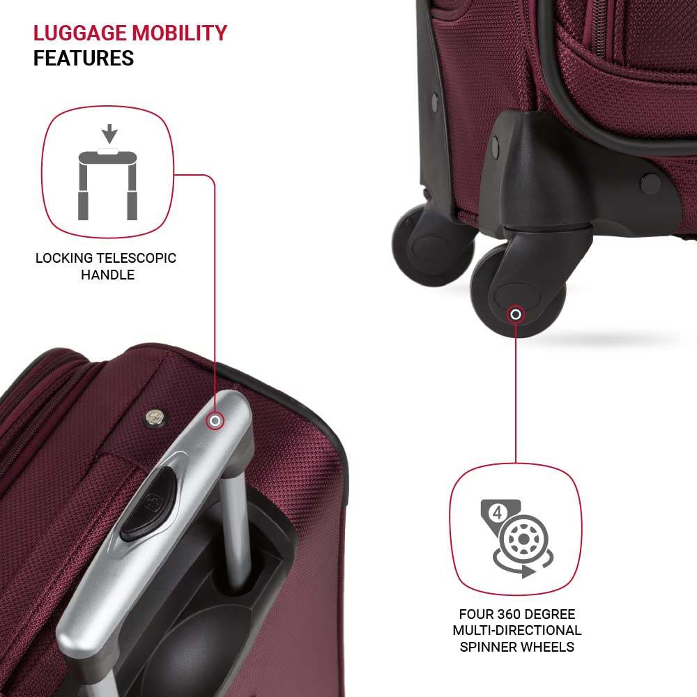 SwissGear Sion Softside Expandable Luggage, Merlot, 3 Piece Set (21/25/27)