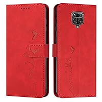 IVY Redmi Note 9S Case Wallet, [Smile Love][Kickstand Flip][Lanyard Shoulder Strap][PU Leather] - Wallet Case for Redmi Note 9S / Note 9 Pro/Note 9 Pro Max Devices - Red
