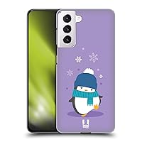 Head Case Designs Purple Kawaii Christmas Penguin Hard Back Case Compatible with Samsung Galaxy S21 5G