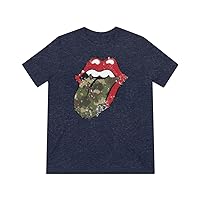 Lips & Tongue, Camouflage, Unisex Triblend Tee Navy Triblend / 3XL