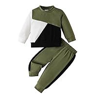 Toddler Winter Warm Clothes Newborn Infant Boys Color Matching Pullover Sweatshirt Tops Pants Jacket for Boys 5t